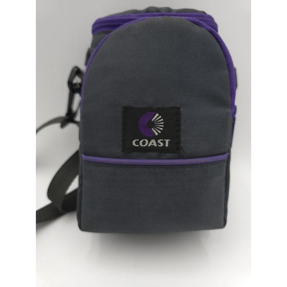 Vtg Coast Camera‎ Bag Case Gray Purple Teal W/Shoulder Strap Front Zip Pouch